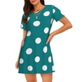 thumbnail image 1 of Daiia White Polka Dots With Teal Background Print Women's Nightshirt Soft Nightgowns for Women Short Sleeve dress Short-sleeved Sleepwear, 1 of 6