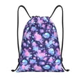 thumbnail image 1 of Daiia White Skull Flower Pattern Drawstring Backpack, Gym Bag, Lightweight Backpack, Water-Resistant Bag Travel Sports Backpack, Fitness Bag, Yoga Bag-Small, 1 of 6