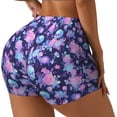 thumbnail image 1 of Daiia White Skull Flower Pattern Women's Workout Shorts Biker Shorts - High Waisted Workout Spandex Tummy Control Gym Running Yoga Shorts-Medium, 1 of 8