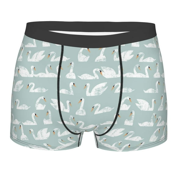 Daiia White Swan Men's Underwear Boxer Briefs, Cotton Stretch Moisture-Wicking Underwear-Large