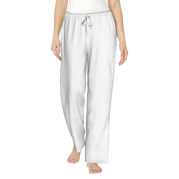 Daiia White Women's Sleep Pant with Pockets and Drawstring,Pajama Pants-Medium