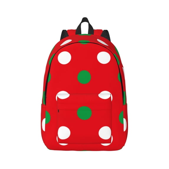Daiia White and Green Polka Dot Vintage Canvas Backpack for Men and Women ,Hiking Backpack,Travel Laptop Bag for School,Large Capacity Backpack