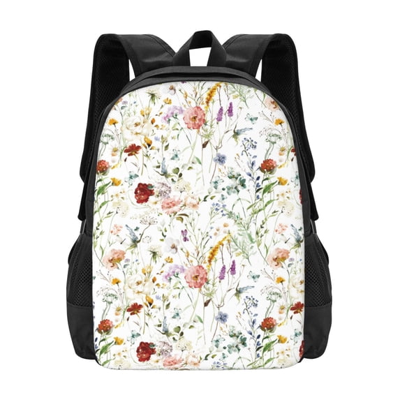 Daiia Wildflower Watercolor Backpack for Men and Women -Durable Backpack Large Capacity, Water-Resistant Bag with Adjustable Straps and Laptop Compartment
