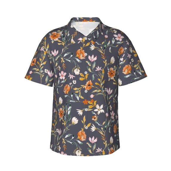 Daiia Wildflowers Hawaiian Shirt for Men Gentle Cotton Regular Short Sleeve Casual-X-Large