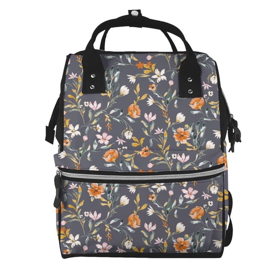 Daiia Wildflowers Large Capacity Baby Bag Waterproof Stylish Diaper Bag Mummy Backpack Adjustable Straps Diaper BagBaby Essentials Bag