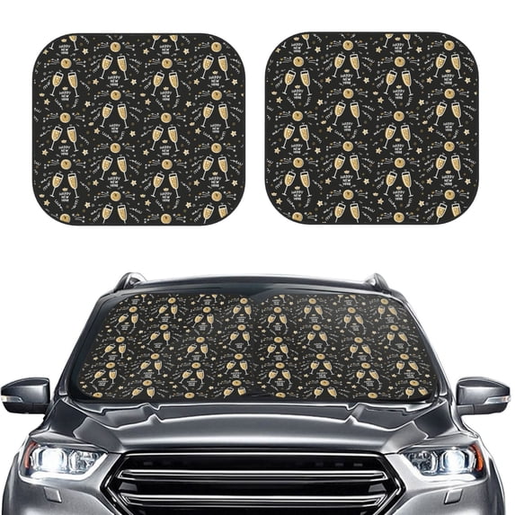 Daiia Wine Glass 2PCS Car Windshield Sun Shade, Foldable Sun Shield for Car Front Window, Auto Sun Blocker Visor Protector Universal for Truck SUV Pickup-Large