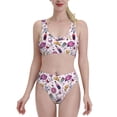 thumbnail image 1 of Daiia Wine printed 2 piece Swimsuit Bikinis for Women High Waisted Racerback Bathing Suits Summer Tummy Control Scoop Neck Swimwear-Large, 1 of 8