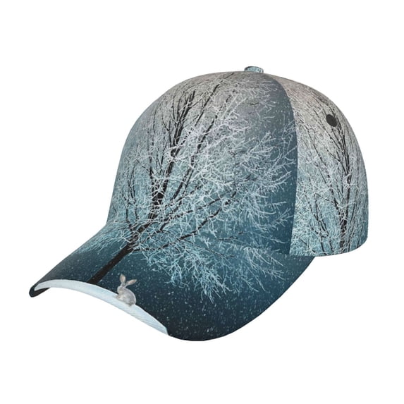 Daiia Winter Rabbit print Baseball Cap Men Women Golf Dad Hat Adjustable Original Classic Low Profile Hat Unconstructed Plain Cap