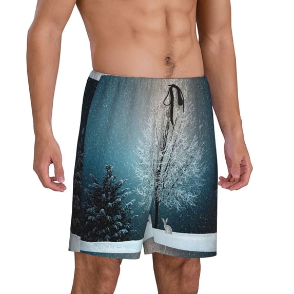 Daiia Winter Rabbit Mens Woven Stretch Pajama Short,Short Pajama Pants-Small