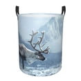thumbnail image 1 of Daiia Winter Reindeer In Snowy Mountains Round Laundry Basket with Handles Thickened Waterproof Circular hamper,Dirty Clothes Storage Basket for Bedroom,Bathroom,College Dorm-Small, 1 of 6