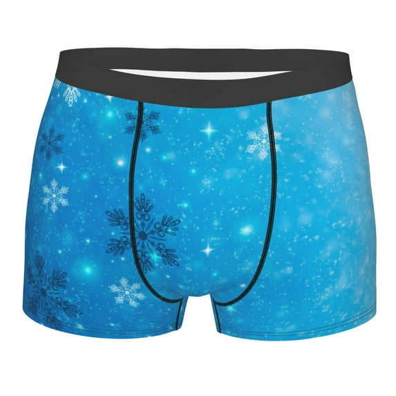 Daiia Winter With Snowflakes Men's Underwear Boxer Briefs, Cotton Stretch Moisture-Wicking Underwear-X-Large