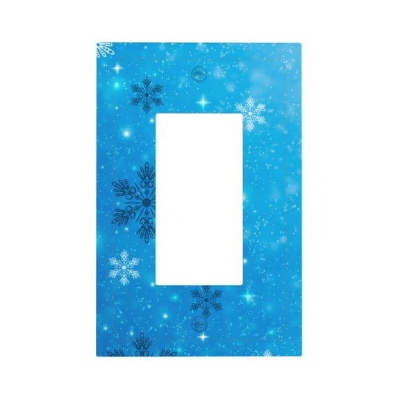 Daiia Winter With Snowflakes Pattern Decorator Wall Plate Child Safe Outlet Cover, Switch and Outlet Covers,Size 1-Gang 5.0" x3.0" , Polycarbonate Thermoplastic-Style U