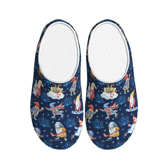 Daiia Winter old man Playtime Print Women’s Fuzzy Slippers Memory Foam Lightweight House Shoes Cozy Loafer Flannel House Shoes-35/36