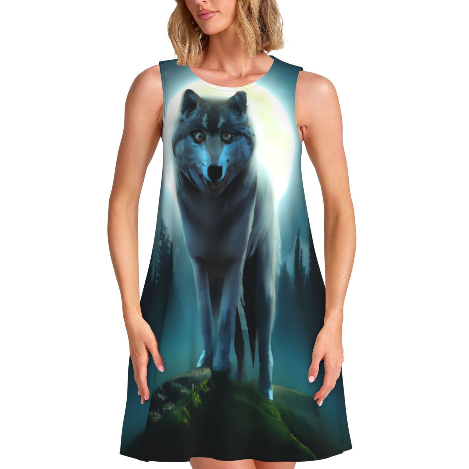 Daiia Wolf Print Women's Dresses 2025 Trendy Short sleeve Dresses ...