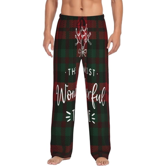 Daiia Wonderful Time Christmas Men's Sleep Pant with Pockets and Drawstring,Pajama Pants-XX-Large