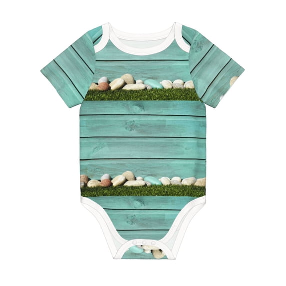Daiia Wood Grain Printed Unisex-Baby Short Sleeve Onesies Bodysuits Baby Climbing Clothes Soft and Comfortable Romper with Expandable Shoulder Design-9M