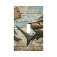 thumbnail image 1 of Daiia Wood Grain Shark Pattern Decorator Wall Plate Child Safe Outlet Cover, Switch and Outlet Covers,Size 1-Gang 5.0" x3.0" , Polycarbonate Thermoplastic-Style T, 1 of 6