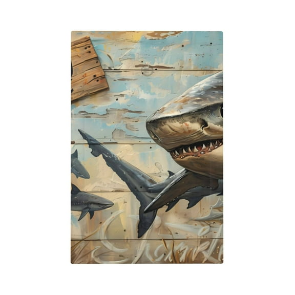 Daiia Wood Grain Shark Pattern Decorator Wall Plate Child Safe Outlet Cover, Switch and Outlet Covers,Size 1-Gang 5.0" x3.0" , Polycarbonate Thermoplastic-Style V