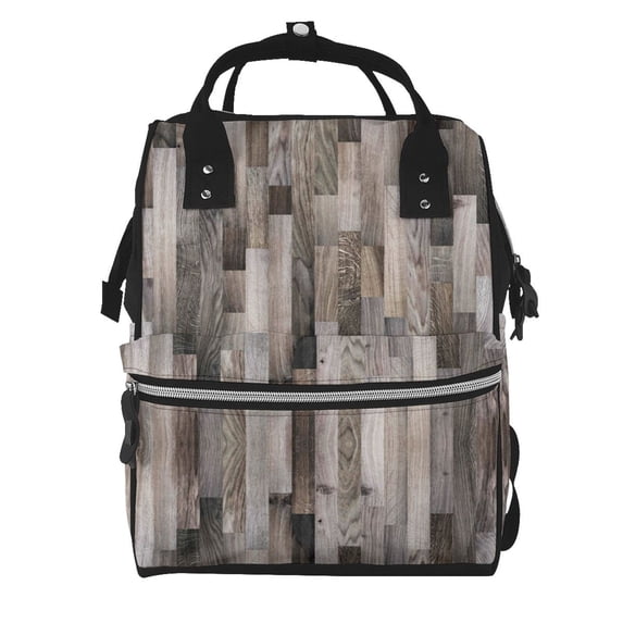 Daiia Wooden Texture Large Capacity Baby Bag Waterproof Stylish Diaper Bag Mummy Backpack Adjustable Straps Diaper BagBaby Essentials Bag
