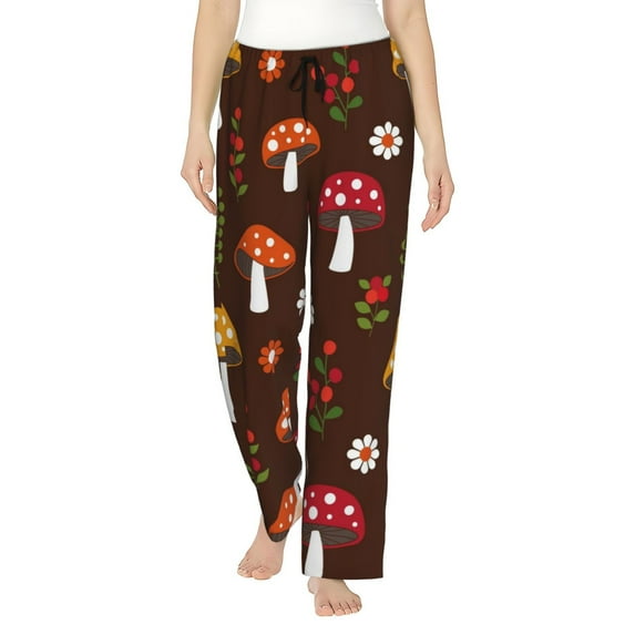 Daiia Woodland Mushroom Women's Sleep Pant with Pockets and Drawstring,Pajama Pants-XX-Large