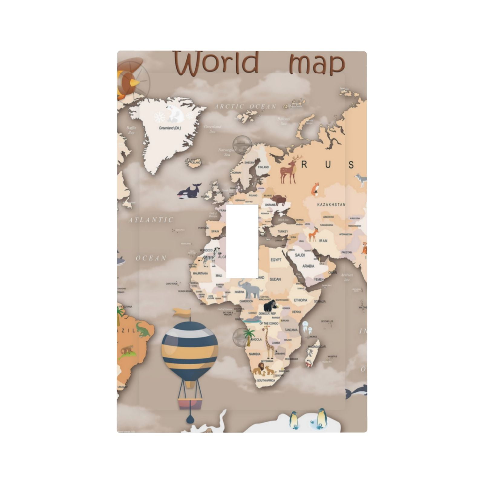Daiia World Map With Animals Pattern Decorator Wall Plate Child Safe ...