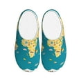 thumbnail image 1 of Daiia World Map With Landmarks Print Women’s Fuzzy Slippers Memory Foam Lightweight House Shoes Cozy Loafer Flannel House Shoes-42/43, 1 of 7