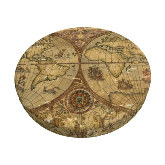 Daiia World Map1 Stool Covers Round,Round Bar Stool Covers Waterproof Bar Chair Covers Washable Stool Cushion Slipcover for 12-14 Inch Chair-12 inch