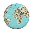 thumbnail image 1 of Daiia World Travel Line Icons Map Tire Covers , Travel Trailer Camper Truck SUV Motorhome Waterproof Wheel Cover, Sun Rain Snow Protector-17 inch, 1 of 9