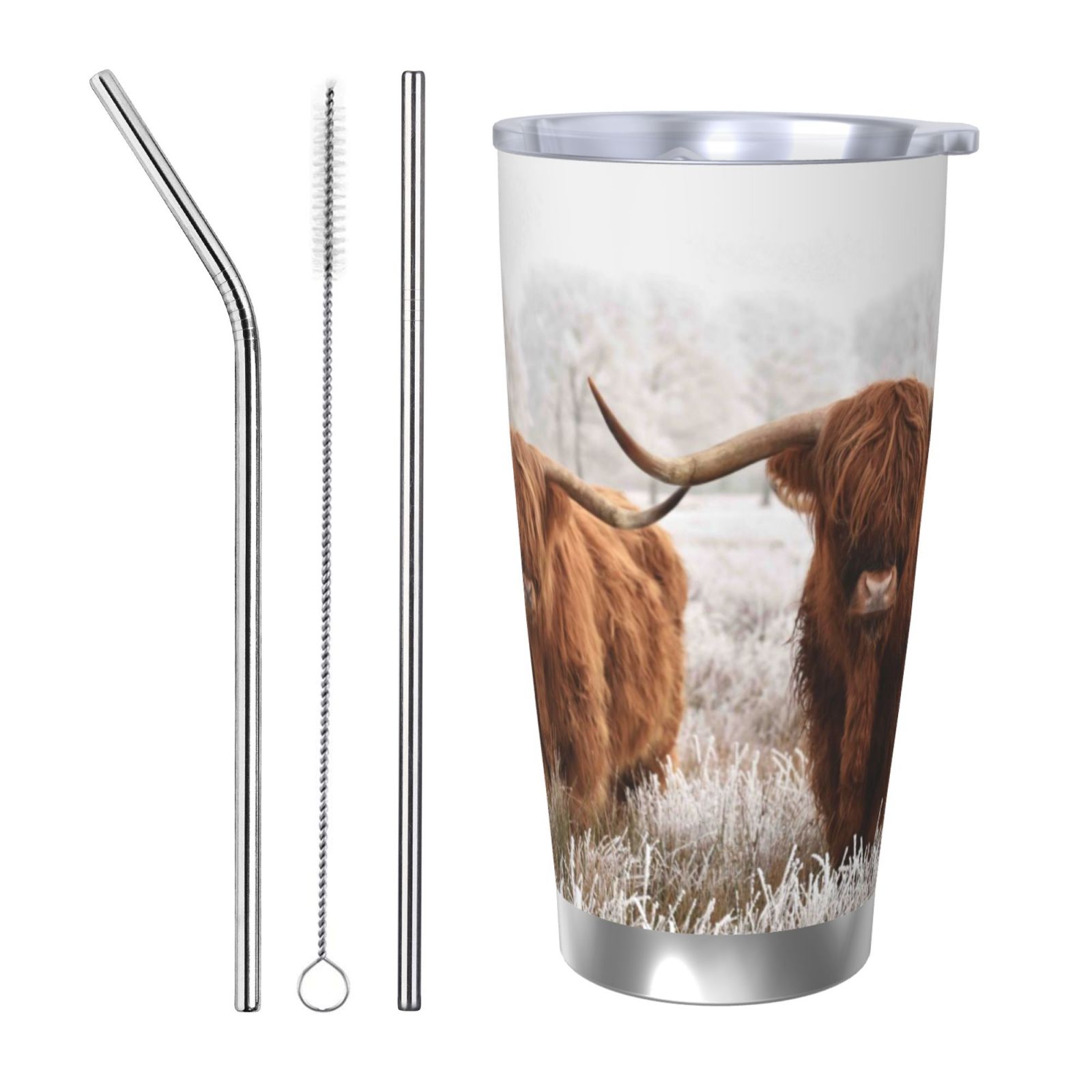 Daiia Yak Printed 20oz Insulated Coffee Cup with Straw Topper, Fully ...