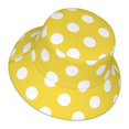 thumbnail image 1 of Daiia Yellow And White Polka Dot Pattern Bucket Hat - Trendy Cotton Sun Hat for Beach, Golf, Fishing - Fun Outdoor Vacation Boonie for Men and Women, 1 of 9