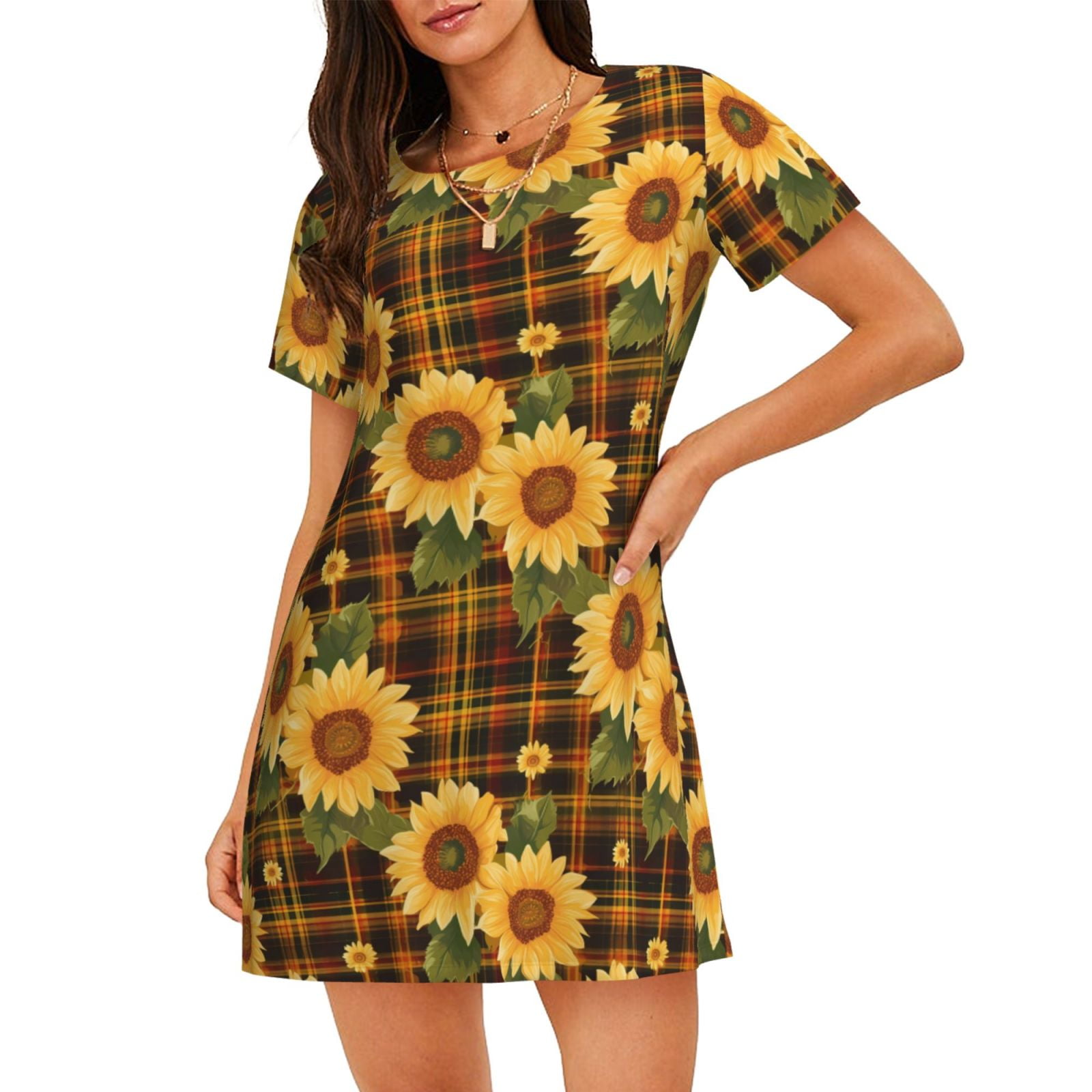 Yellow Flower Sleepwear Night Dress main image 1