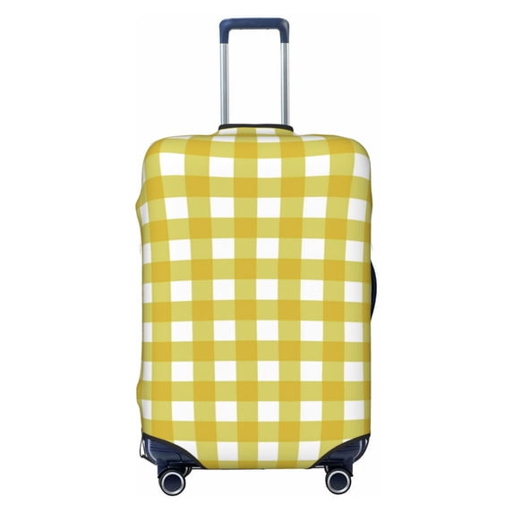 Daiia Yellow Checkboard Luggage Cover, Thickened Washable Travel Luggage Covers, Elastic Unique Baggage Covers for 18-20 inch Luggage-Large