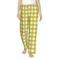 thumbnail image 1 of Daiia Yellow Checkboard Women's Sleep Pant with Pockets and Drawstring,Pajama Pants-Small, 1 of 9