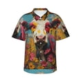 thumbnail image 1 of Daiia Yellow Daisy Cow Hawaiian Shirt for Men Gentle Cotton Regular Short Sleeve Casual-Medium, 1 of 9