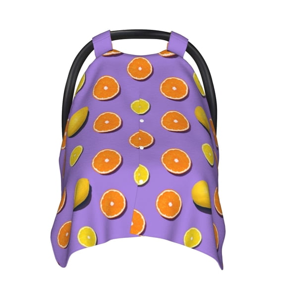 Daiia Yellow Lemon And Orange Pattern Car Seat Cover for Babies, Mom Nursing Covers Breastfeeding Scarf, Multi Use Infant Carseat Canopy for Newborn Carrier/Stroller