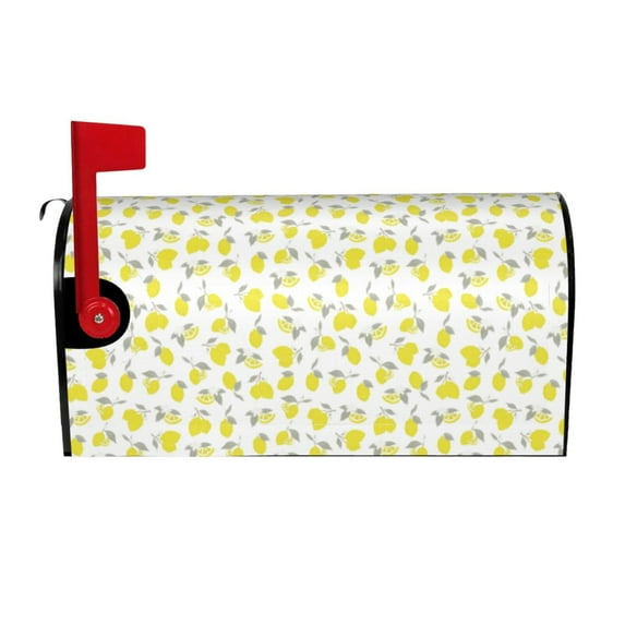 Daiia Yellow Lemon Leaves Mailbox Cover , Magnetic Welcome Mailbox Wraps Post Letter Box Cover for Garden Yard Home Decor-21x18 in