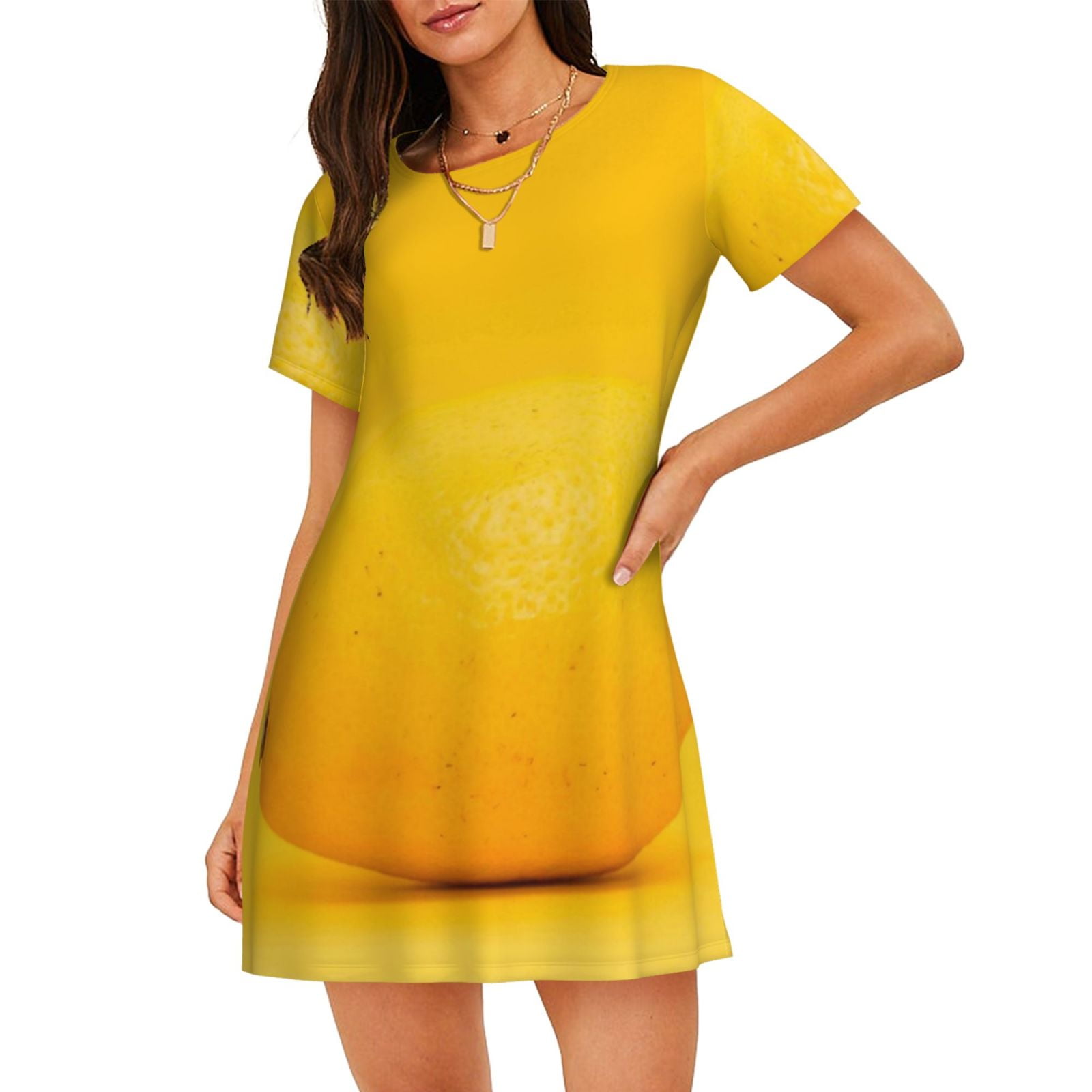Yellow Full Sleeves Smiley Printed Nightwear main image 0