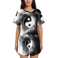 thumbnail image 1 of Daiia Yin And Yang Pattern Womens Pajama Sets Short Sleeve Pajamas for Women Sets Soft Lounge Sets Casual Round Neck Sleepwear PJS-Medium, 1 of 7