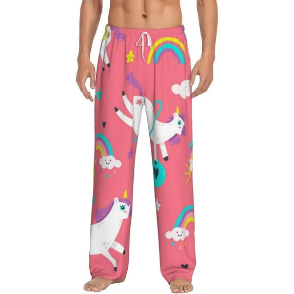 Daiia Yoga Unicorn Men's Sleep Pant with Pockets and Drawstring,Pajama Pants-X-Large