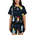 thumbnail image 1 of Daiia You are so Sweet Pattern Womens Pajama Sets Short Sleeve Pajamas for Women Sets Soft Lounge Sets Casual Round Neck Sleepwear PJS-Large, 1 of 7
