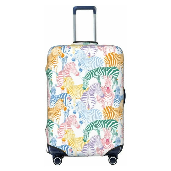 Daiia Zebra Colourful Luggage Cover, Thickened Washable Travel Luggage Covers, Elastic Unique Baggage Covers for 18-20 inch Luggage-Large