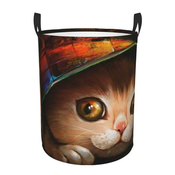 Daiia animal Cat Laundry Hamper With Handles Large Storage Basket/Toy Organizer/Dirty Clothes Collapsible Waterproof For College Dorms, Bedroom,Bathroom