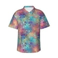 thumbnail image 1 of Daiia blue pink colorful cracked texture Hawaiian Shirt for Men Gentle Cotton Regular Short Sleeve Casual-XX-Large, 1 of 9