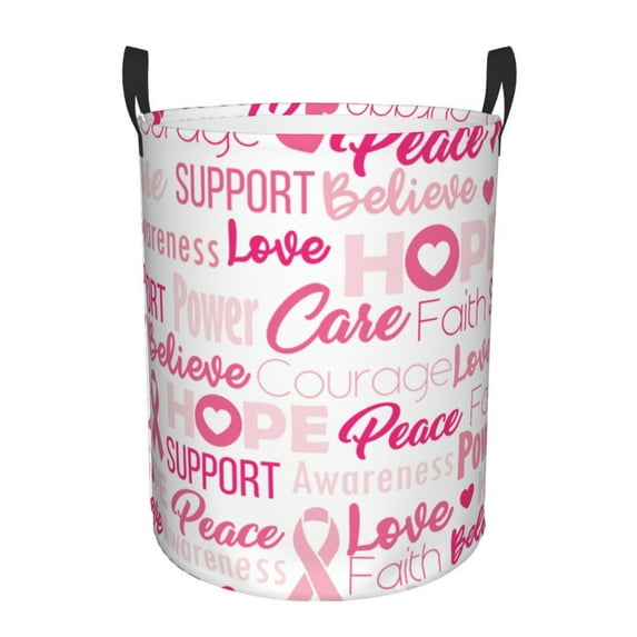 Daiia breast Cancer Pink Ribbons Awareness (2) Laundry Hamper With Handles Large Storage Basket/Toy Organizer/Dirty Clothes Collapsible Waterproof For College Dorms, Bedroom,Bathroom