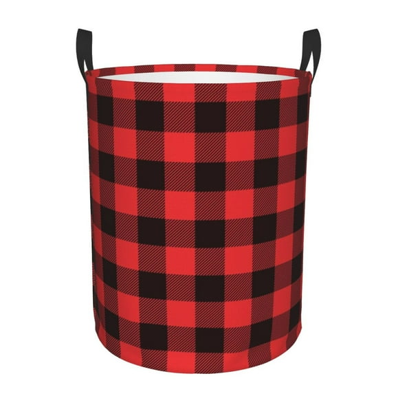 Daiia buffalo Plaid Red Black Laundry Hamper With Handles Large Storage Basket/Toy Organizer/Dirty Clothes Collapsible Waterproof For College Dorms, Bedroom,Bathroom