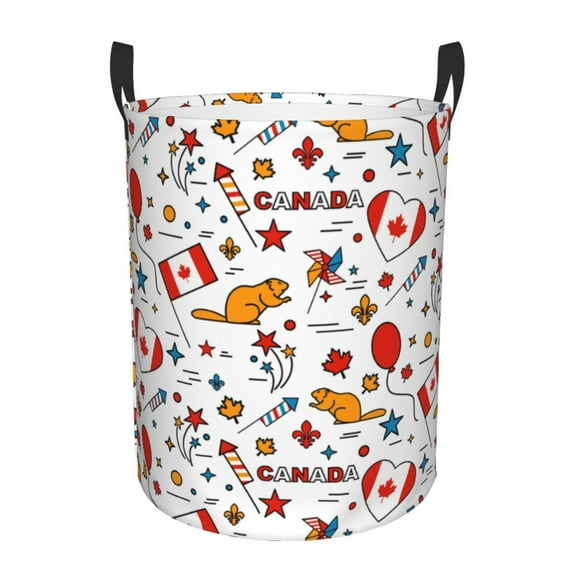 Daiia canada Day Laundry Hamper With Handles Large Storage Basket/Toy Organizer/Dirty Clothes Collapsible Waterproof For College Dorms, Bedroom,Bathroom