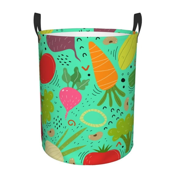 Daiia cartoon Vegetables Laundry Hamper With Handles Large Storage Basket/Toy Organizer/Dirty Clothes Collapsible Waterproof For College Dorms, Bedroom,Bathroom