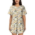 thumbnail image 1 of Daiia cartoon dog Pattern Womens Pajama Sets Short Sleeve Pajamas for Women Sets Soft Lounge Sets Casual Round Neck Sleepwear PJS-X-Large, 1 of 6