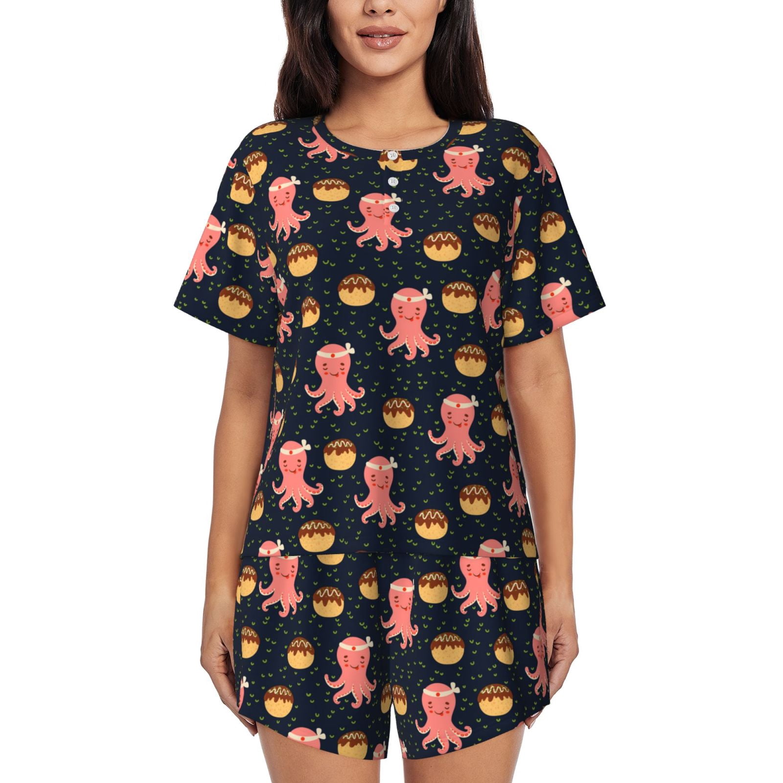 Pyjama Octopus Daiia cartoon octopus Pattern Womens Pajama Sets Short Sleeve Pajamas ...
