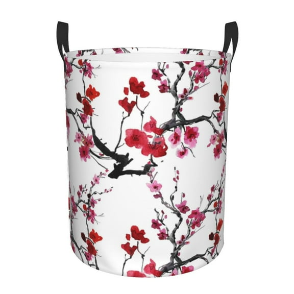 Daiia cherry Blossoms Laundry Hamper With Handles Large Storage Basket/Toy Organizer/Dirty Clothes Collapsible Waterproof For College Dorms, Bedroom,Bathroom